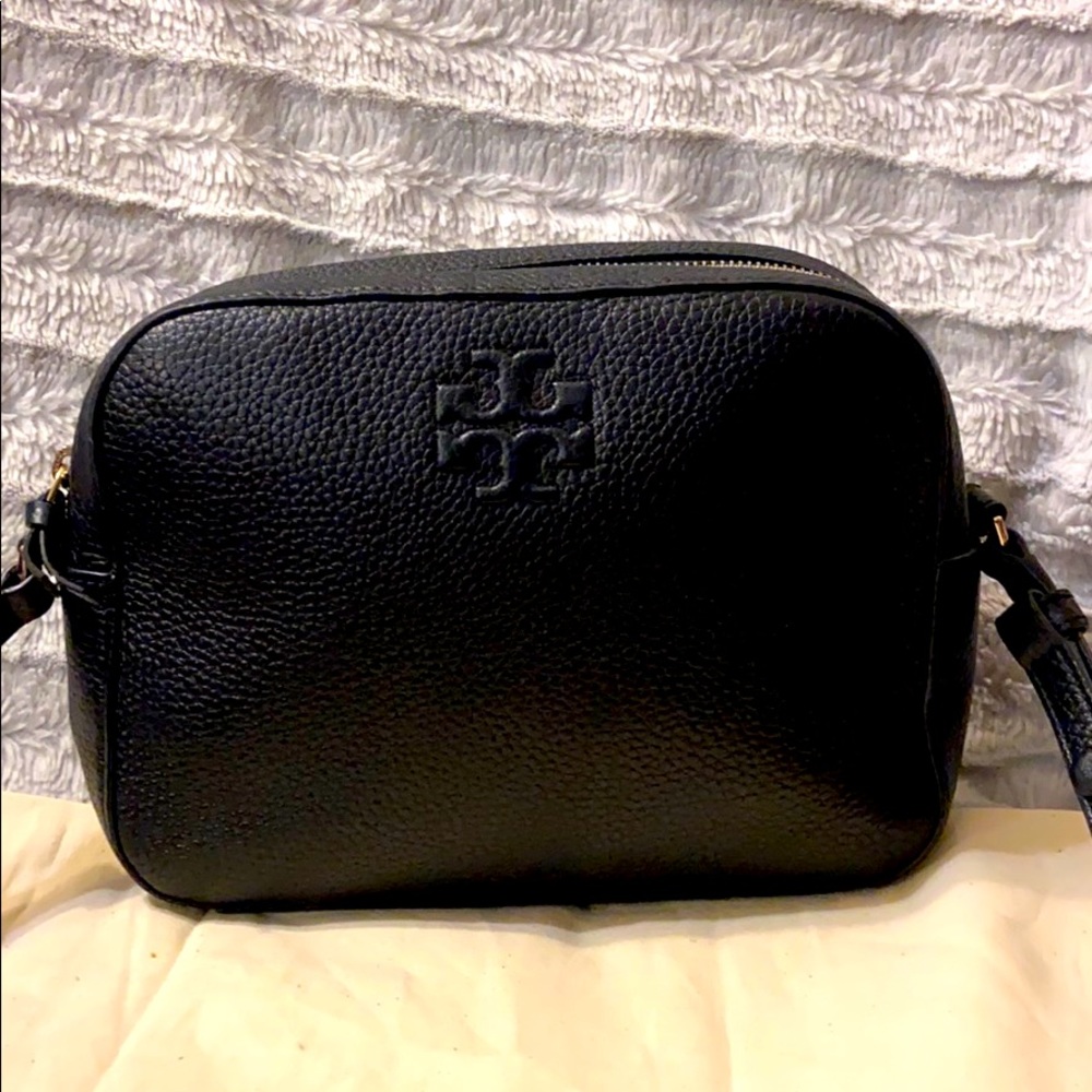 Tory Burch black pebble leather crossbody.